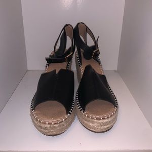 Black Leather Platform Heels